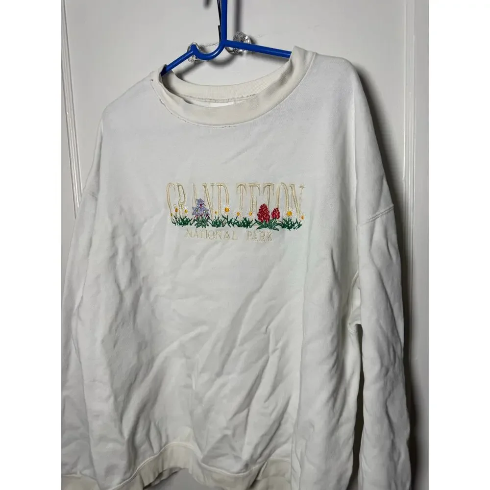 Vintage Grand Teton National Park Embroidered Crewneck Sweatshirt Size XL